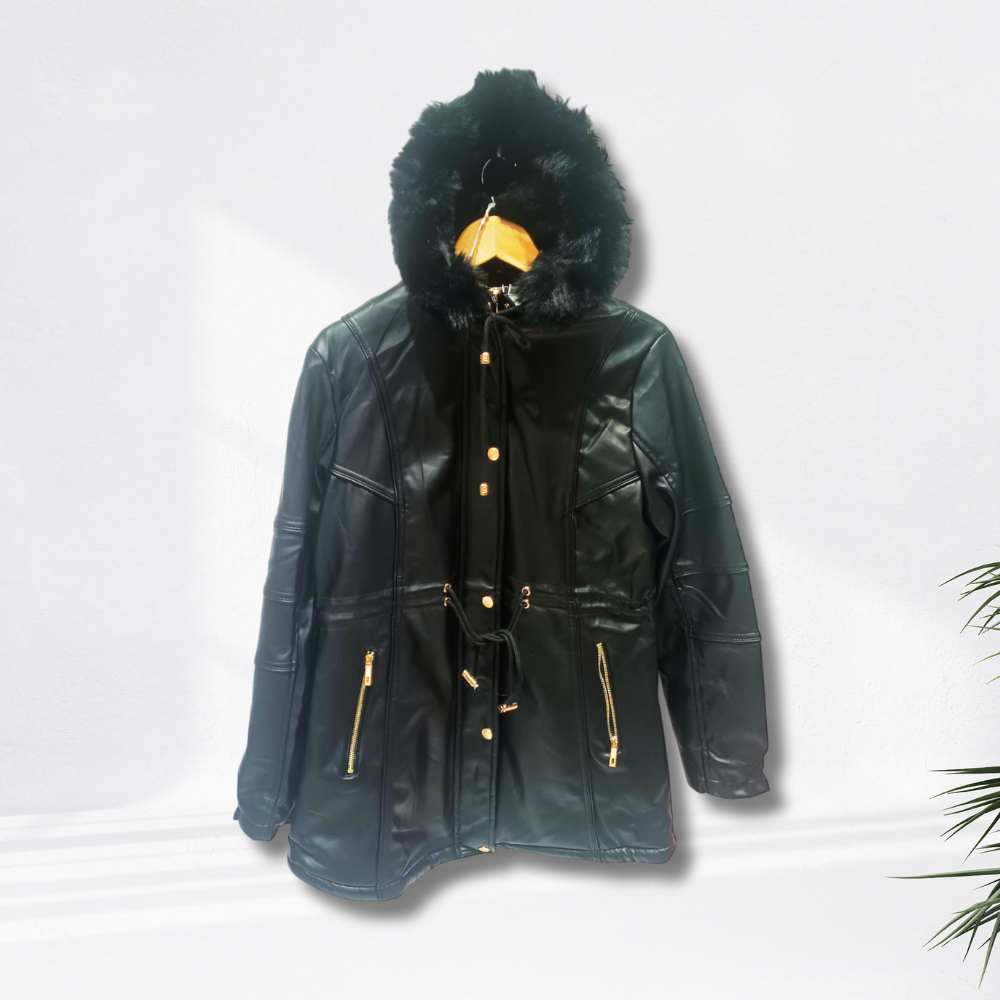 Campera tipo Parka cuero sintético - Imagen 2