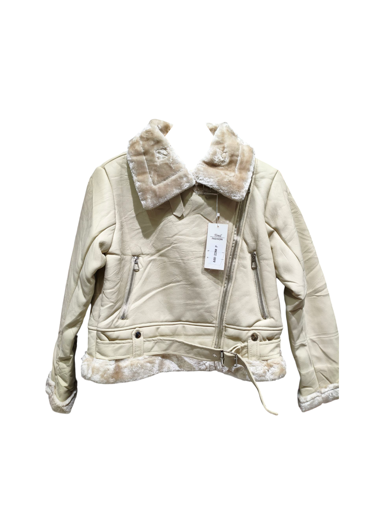 Campera corta de dama con cinto ajustable en la cintura - Imagen 3