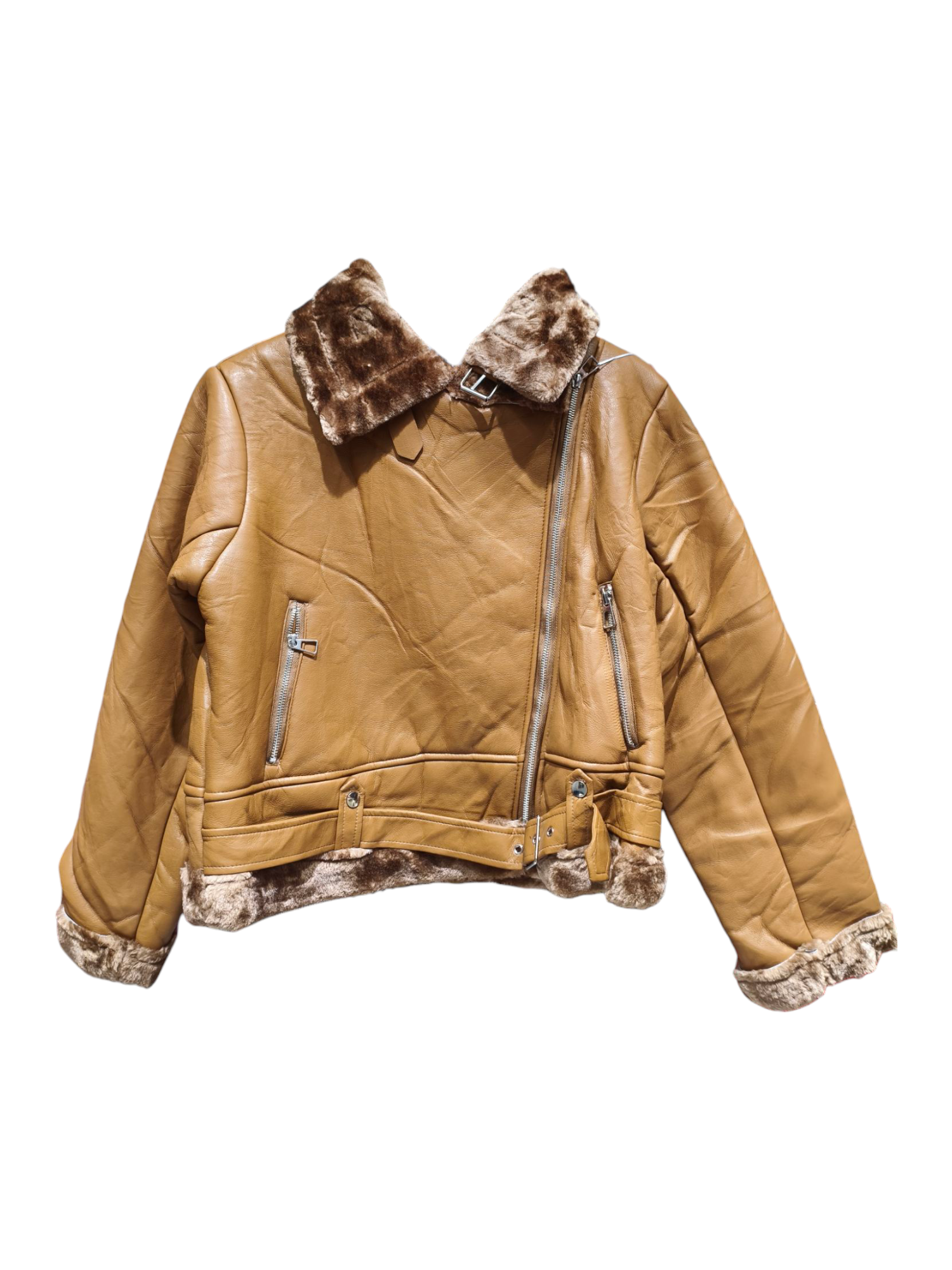 Campera corta de dama con cinto ajustable en la cintura - Imagen 2